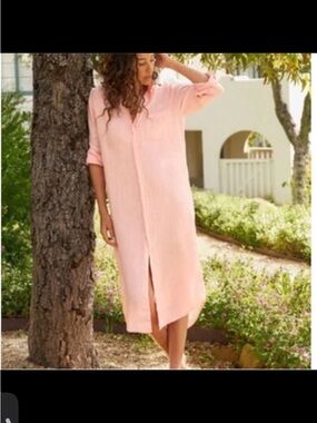 Frank and Eileen Coral Linen Rory Dress Size Large